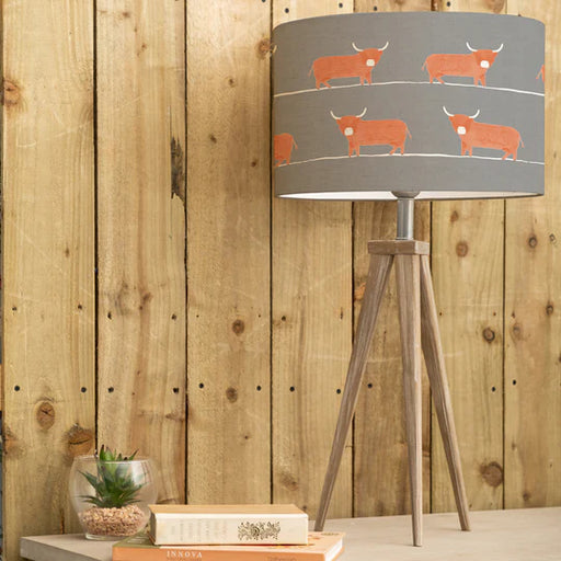 Simple Dougal Eva & Aratus Complete Table Lamp - Grey Wooden Base with Animal Printed Granite Shade - 75cm