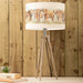 Rustic Highland Cattle Eva & Aratus Table Lamp - Grey Wooden Base with Animal Printed Linen Shade - 75cm