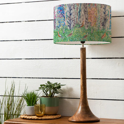 Whimsical Tale Eva & Kinross Table Lamp - Mango Wood Base with Botanical Design Dawn Shade - 78cm