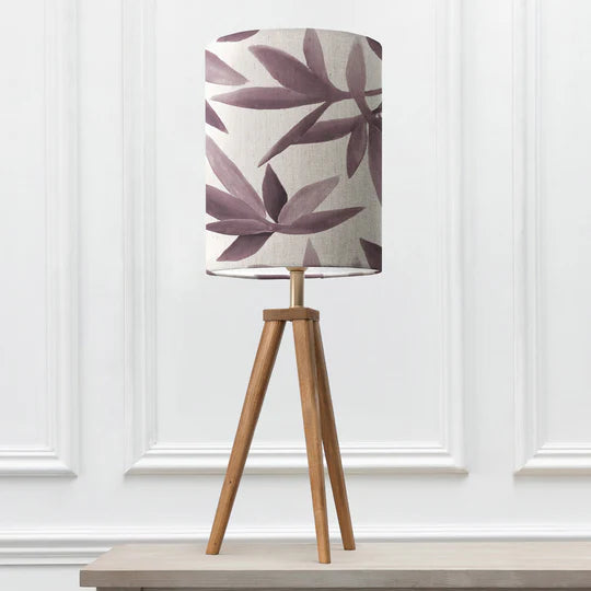 Luxury Silverwood Anna & Aratus Complete Table Lamp - Nut Wood Base with Floral Pattern Dusk Shade - 91cm