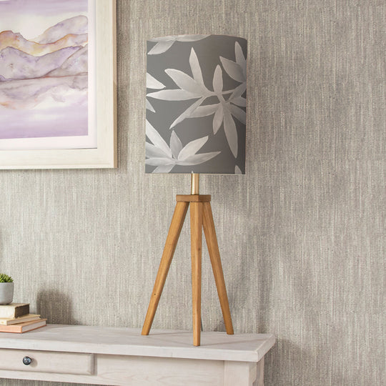 Elegant Silverwood Anna & Aratus Table Lamp - Nut Wood Base with Frost Floral Pattern Shade - 91cm