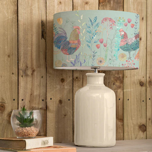 Bilbury Flock Eva & Elspeth Complete Table Lamp Cream/Robins Egg