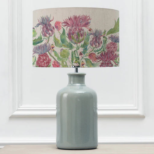 Luxury Fairytale Bristles Eva & Elspeth Complete Table Lamp - Duck Ceramic Base with Floral Pattern Damson Shade - 61cm