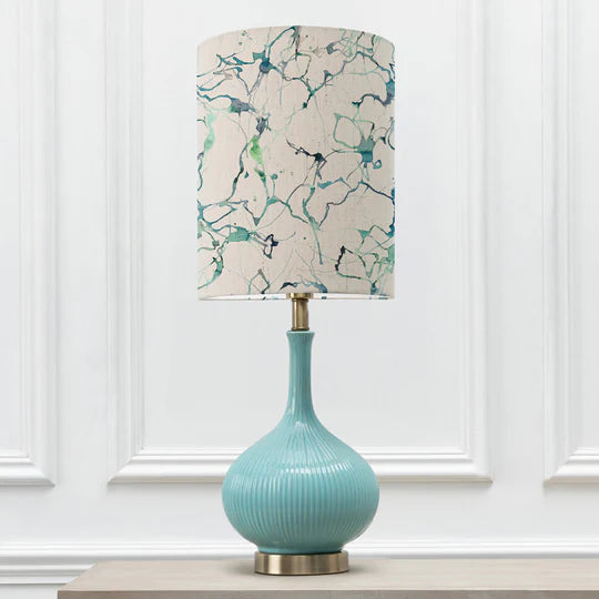 Carrara Anna & Ursula Complete Table Lamp - Aqua Ceramic Base with Ocean Linen Shade - 84cm