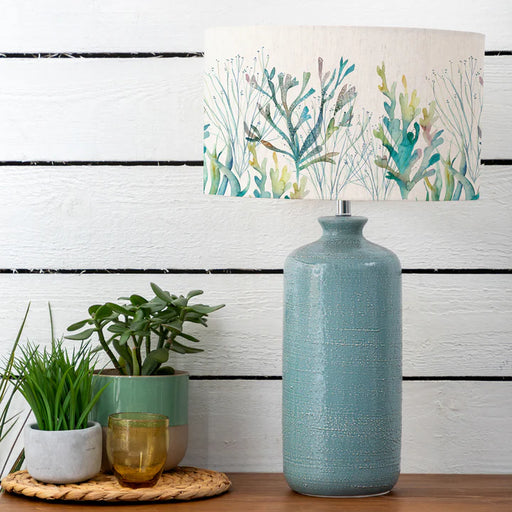 Coral Reef Eva & Inopia Table Lamp - Teal Ceramic Base With Kelpie Patterned Shade - 63cm ( Due In  23/10/2024 )