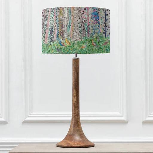 Whimsical Tale Eva & Kinross Table Lamp - Mango Wood Base with Botanical Design Dawn Shade - 78cm