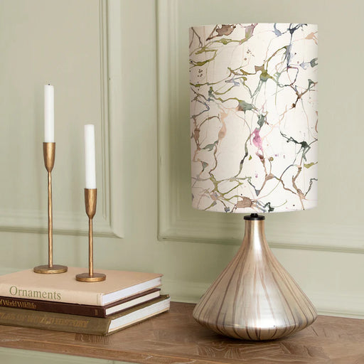 Decorative Carrara Anna & Luna Glass Base Table Lamp With Meadow Patterned Shade - 61cm