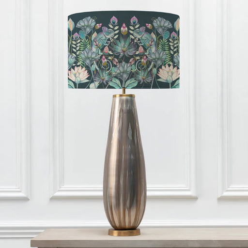 Decorative Osawi Eva & Minerva Table Lamp - Glass Base with Floral Pattern Emerald Shade - 88cm