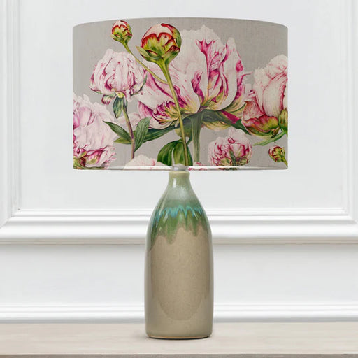 Luxury Heligan Eva & Narvi Table Lamp - Jade Ceramic Base with Fuchsia Floral  Pattern Shade - 45cm