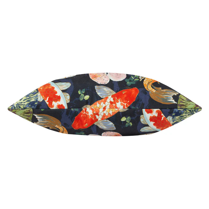 Waterproof Outdoor Cushion, Koi Pond Design, Midnight