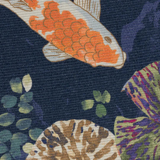 Koi Pond Indoor/Outdoor Rug, Koi Pond Design, Midnight Blue