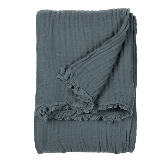 Lark Oversized Throw, Stripe, Blue, Dusk, Muslin Cotton