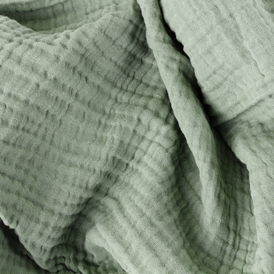 Lark Muslin Cotton Throw, Stripe, Green, Eucalyptus