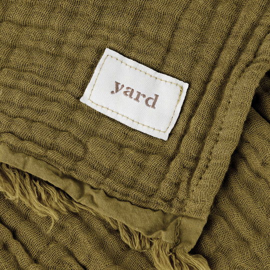 Lark Muslin Cotton Throw, Plain, Green, Khaki