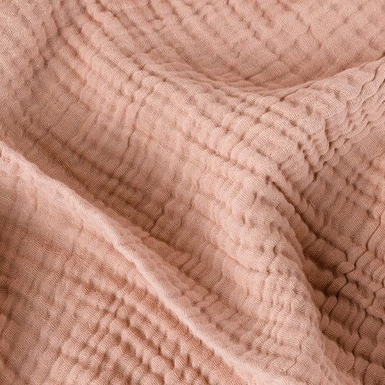 Lark Muslin Cotton Throw, Stripe, Pink Clay