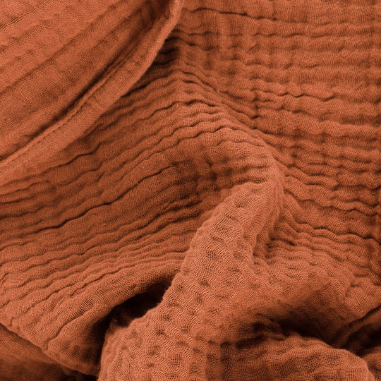 Lark Muslin Cotton Throw, Plain, Brown, Pecan