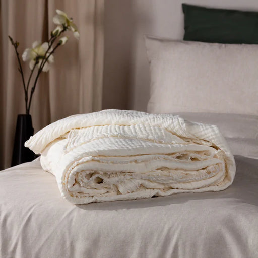 Lark Muslin Cotton Throw, Check, White