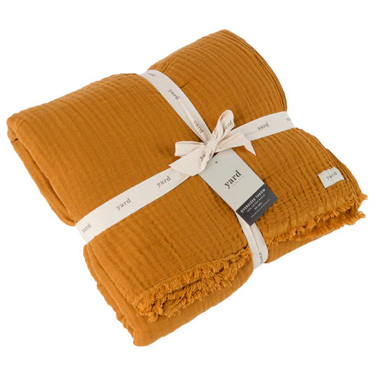 Lark Oversized Throw, Plain, Brown, Cumin, Muslin Cotton