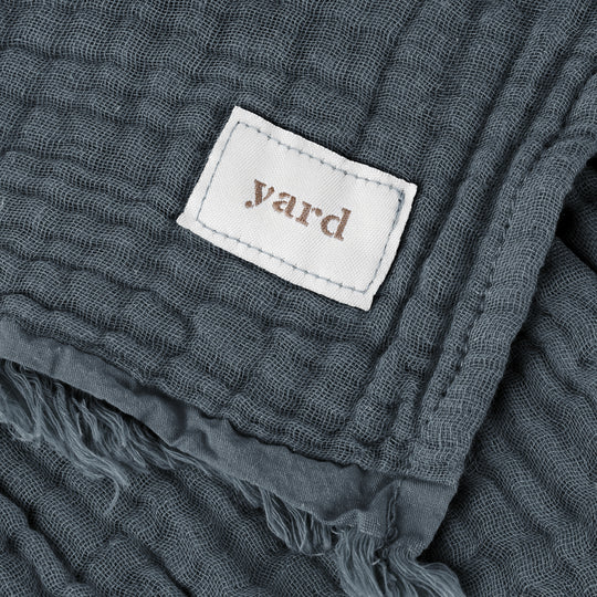 Lark Oversized Throw, Stripe, Blue, Dusk, Muslin Cotton