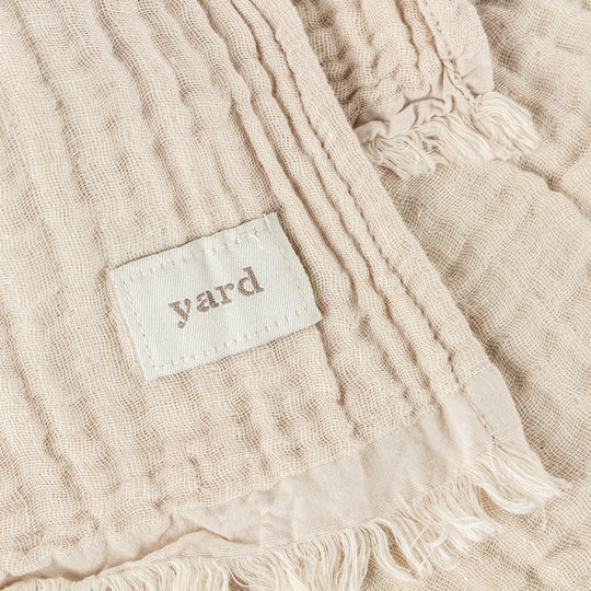 Lark Oversized Throw, Stripe, Beige, Natural, Muslin Cotton