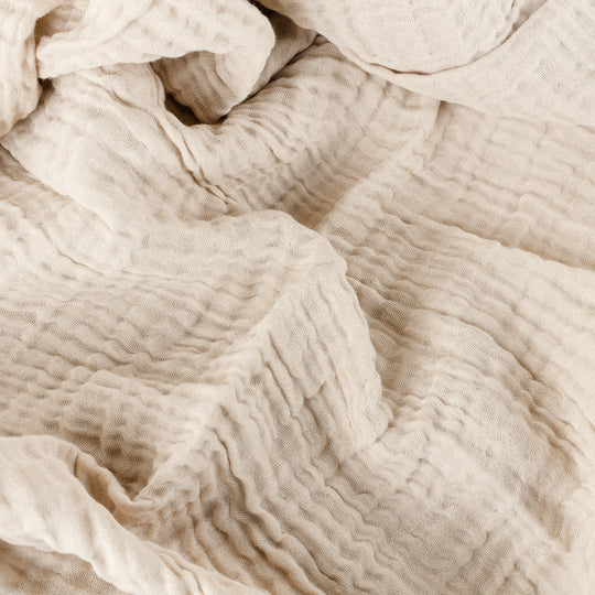 Lark Oversized Throw, Stripe, Beige, Natural, Muslin Cotton