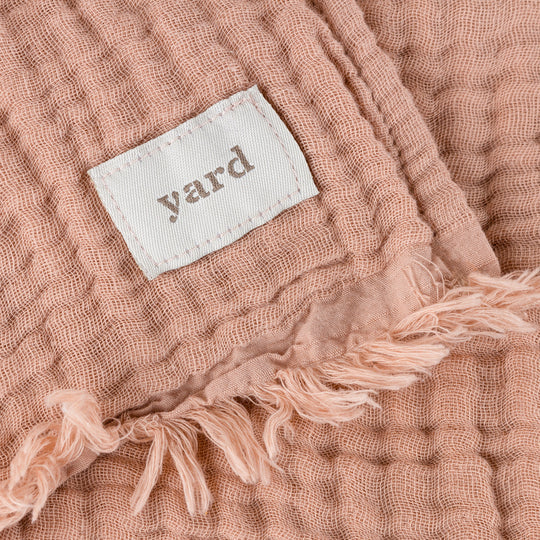 Lark Oversized Throw, Plain, Pink Clay, Muslin Cotton