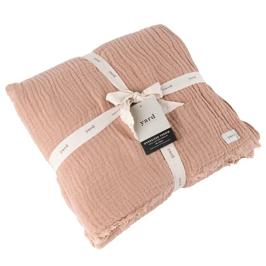 Lark Oversized Throw, Plain, Pink Clay, Muslin Cotton