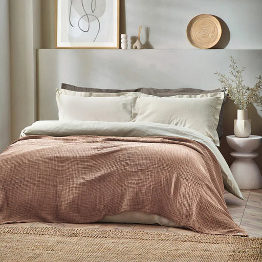 Lark Oversized Throw, Plain, Pink Clay, Muslin Cotton