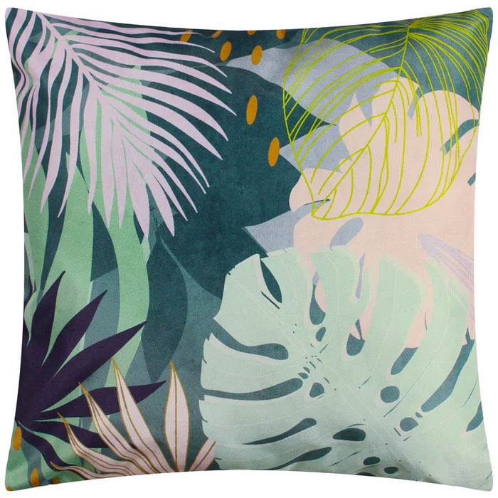 Waterproof Outdoor Cushion, Leafy Design, Teal ( Due Back In 24/03/2025 )