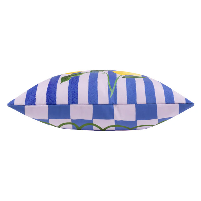 Waterproof Outdoor Cushion, Lemons Design, Blue