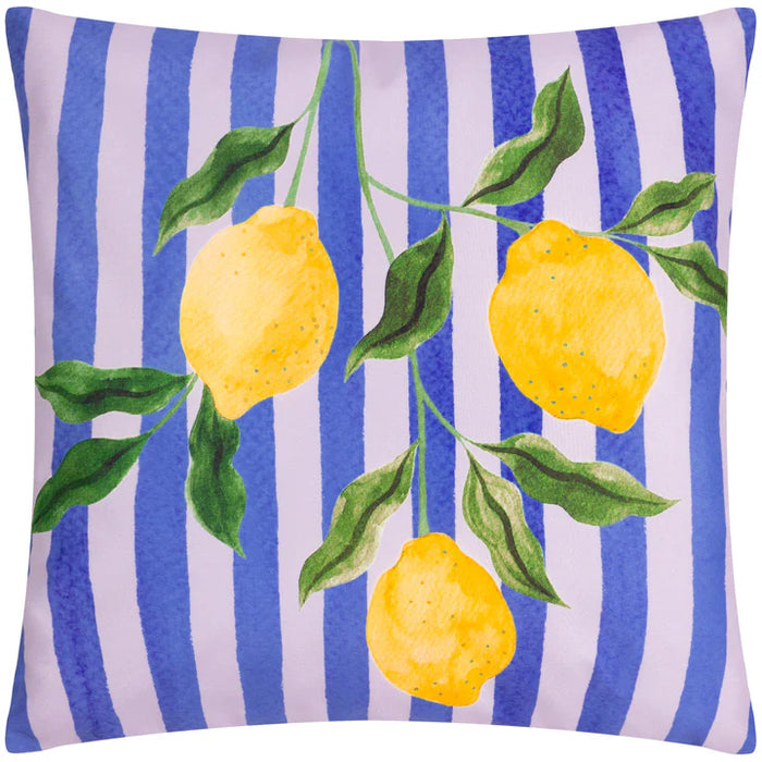 Waterproof Outdoor Cushion, Lemons Design, Blue