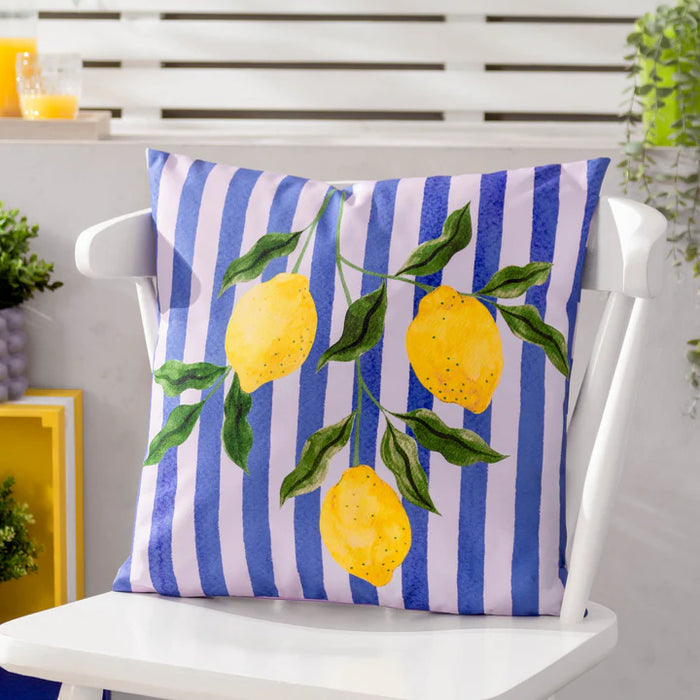 Waterproof Outdoor Cushion, Lemons Design, Blue ( Due Back In 24/03/2025 )