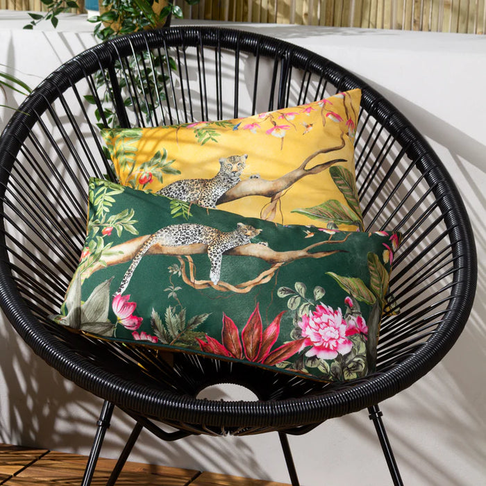 Waterproof Outdoor Cushion, Leopard Design, Gold