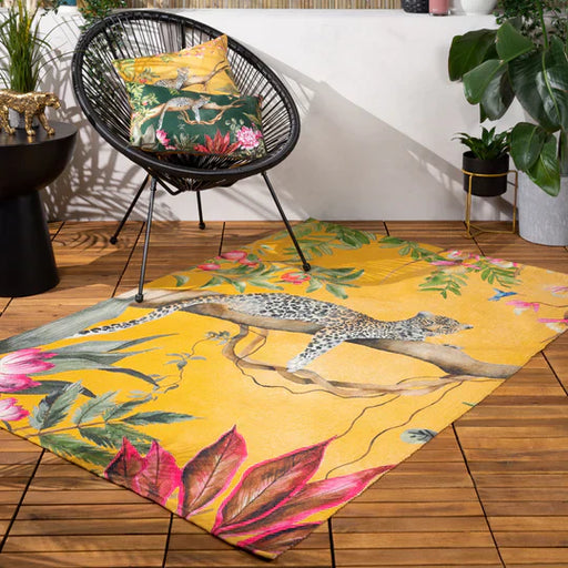 Leopard Indoor/Outdoor Rug,  Leopard Design, Ochre, Yellow