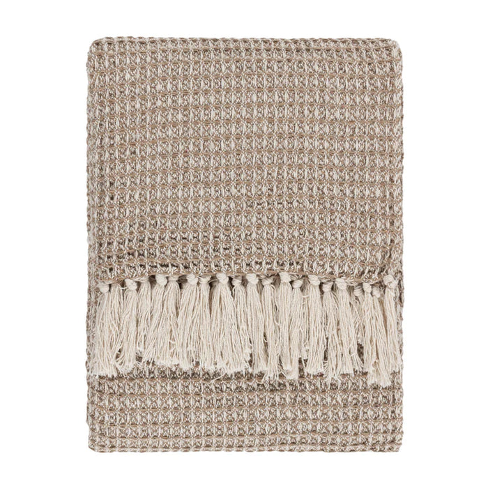 Lorne Cream Throw, Stripe, Biscuit