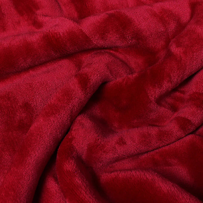 Lux Sherpa Fleece Throw, Plain, Red, White