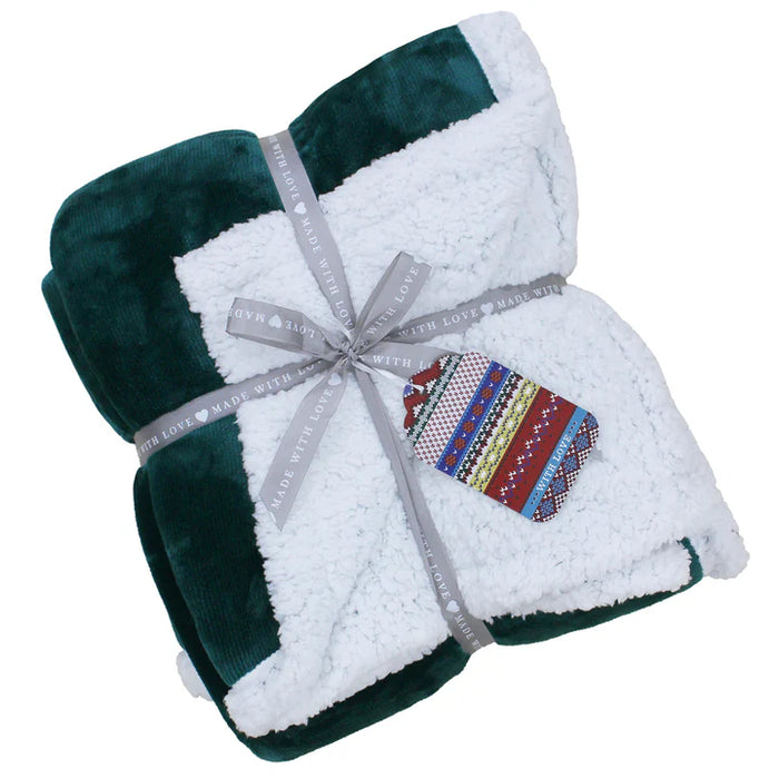 Lux Sherpa Fleece Throw, Plain, Blue, Teal