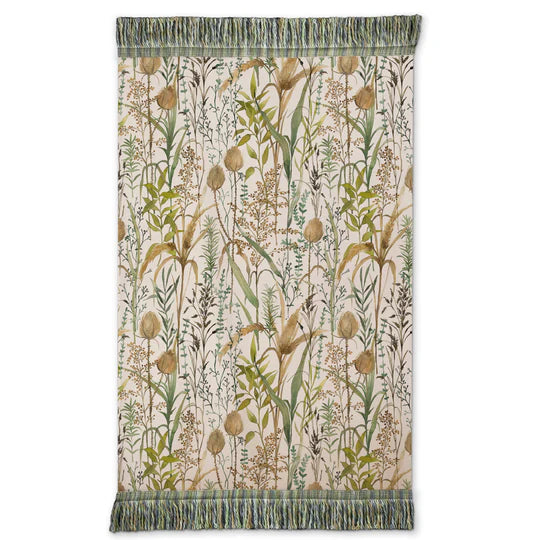 Lydiard Printed Fringe Throw, Botanical, Green, Linen