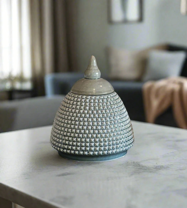 Aria Ceramic Grey Bobble Lidded Jar