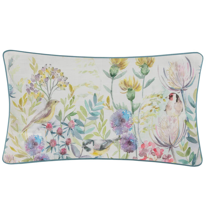 Waterproof Outdoor Cushion, Morning Chorus Design, Cream