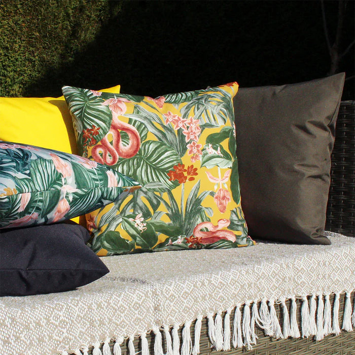 Waterproof Outdoor Cushion, Medinilla Design, Mustard, Sage