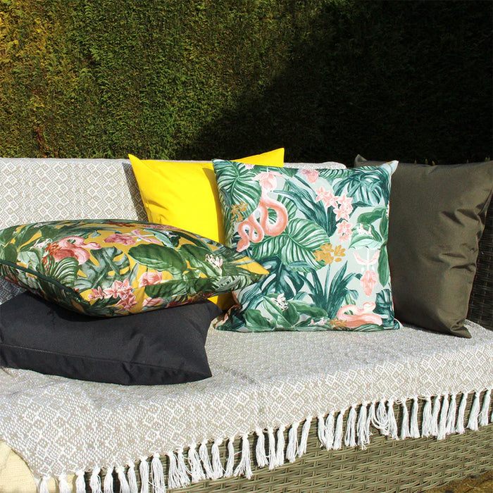 Waterproof Outdoor Cushion, Medinilla Design, Mustard, Sage