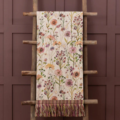 Medmerry Printed Fringe Throw, Floral, Multicoloured, Blossom