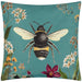 Waterproof Outdoor Cushion, Midnight Garden Bee Design, Teal