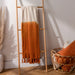 Mizu Dip Dye Fringed Throw, Plain, Amber, Orange