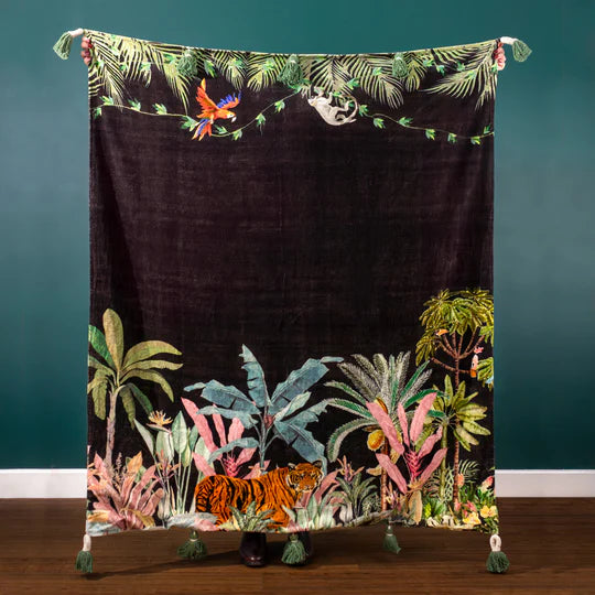 Midnight Jungle Throw, Jungle, Black, Noir