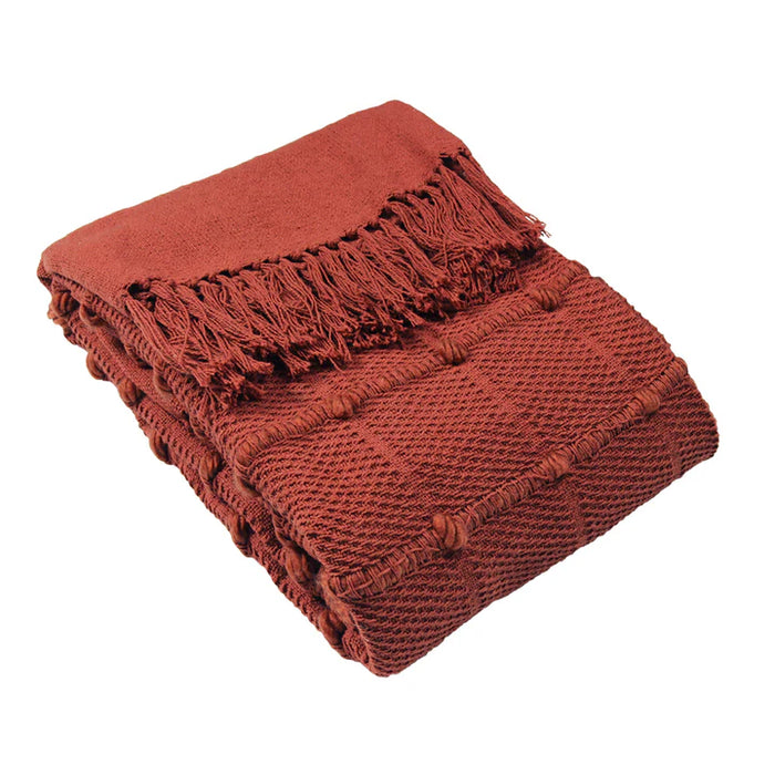 Motti Woven Tufted Throw, Stripe, Red Clay