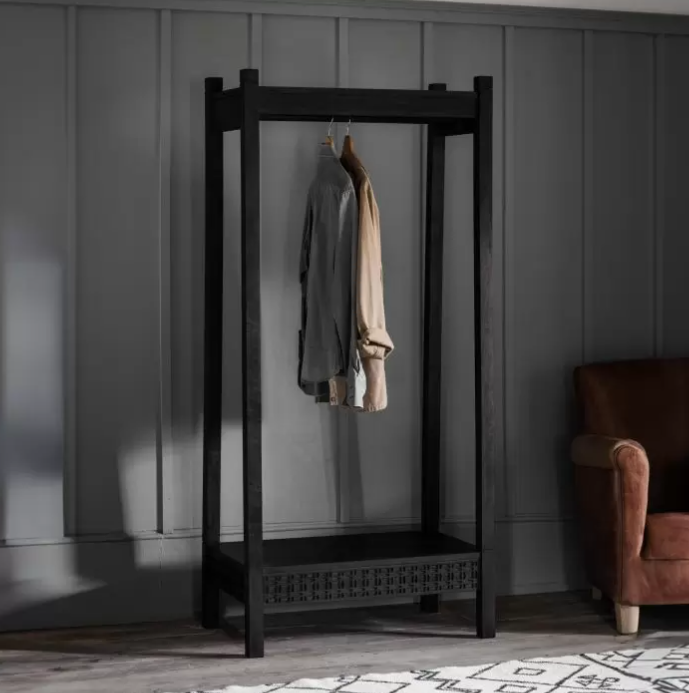  Marrakesh Black Mango Wood Open Wardrobe