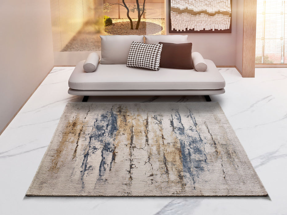 Nereida Cream & Blue Contemporary Indoor Floor Living Room Rug