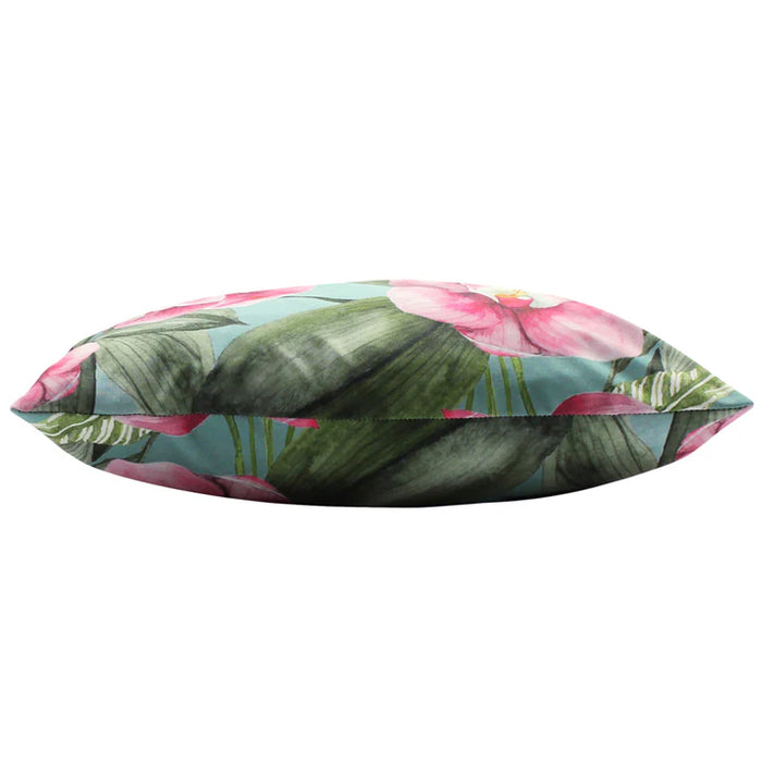 Waterproof Outdoor Cushion, Orchids Design, Duck Egg